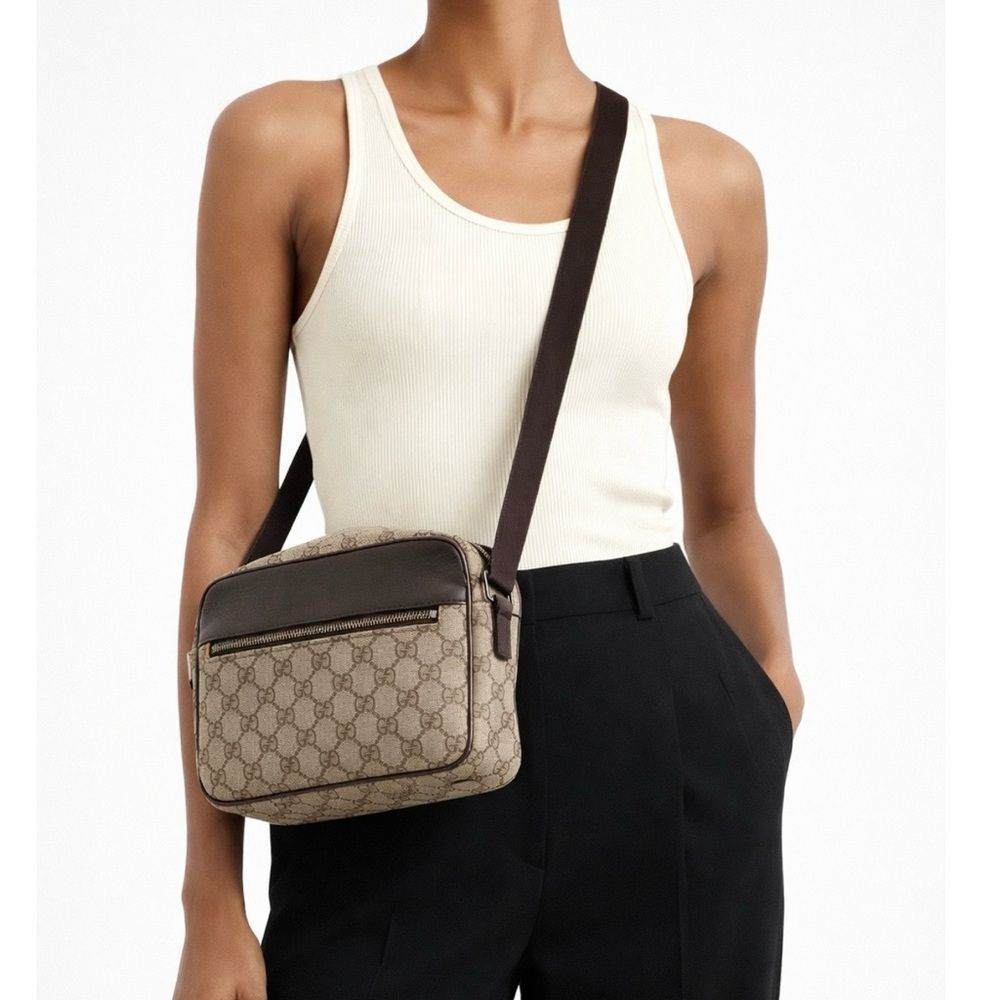 GUCCI GG Logo Monogram Dark Brown Shoulder Bag